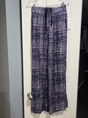 rag & bone Navy and White Plaid Wide-Leg Pants